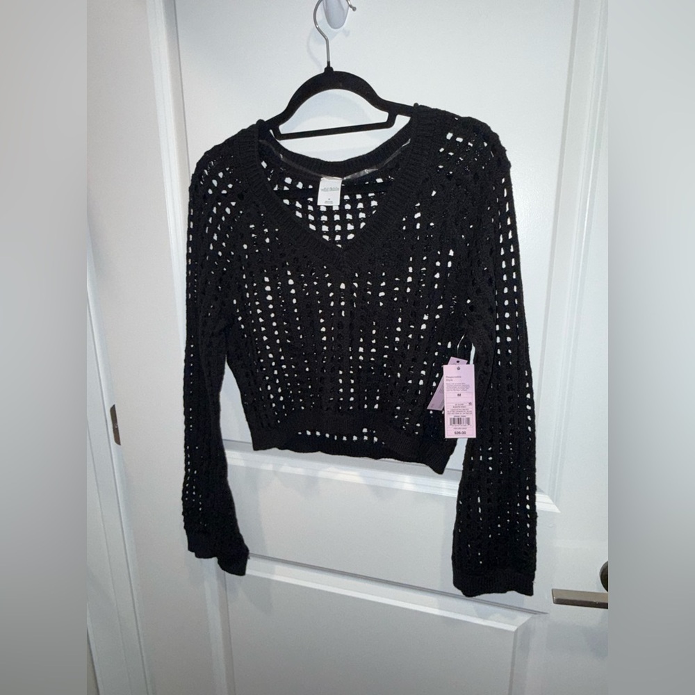 Wild Fable Black Knit Crop Top. Perfect Coverup for beach.